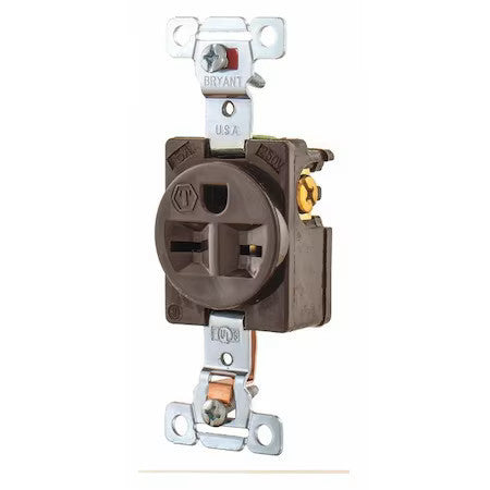 Bryant 5661 Straight Blade Receptacle, 6-15R, 15 A, 250V Ac, 2 Pole, 3 Wire,