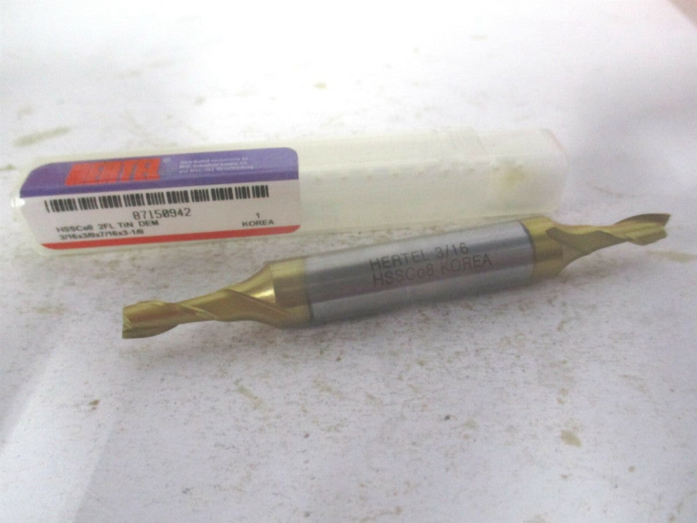(E4050012) 3/16" x 7/16" x 3/8" x 3-1/8" OAL Cobalt 2 Flute Square End Mill 