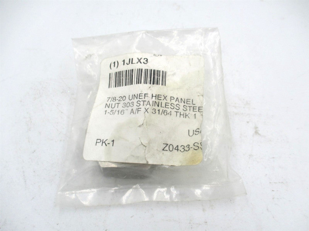 (Z0433-SS) 7/8"-20 1 5/16 in 18-8 Stainless Steel Plain Panel Nut