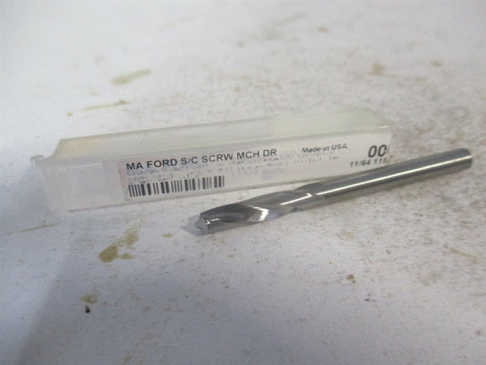 (20617190) 11/64" x 2-1/8" OAL 118° Spiral Solid Carbide Screw Machine Drill Bit