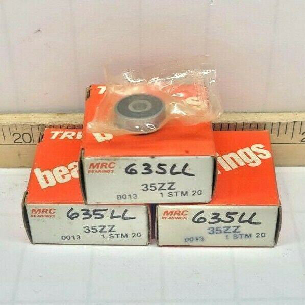 LOT OF 3 NEW MRC/TRW 35ZZ DEEP GROOVE SEALED BALL BEARINGS 5 MM X 19 MM X 6 MM 