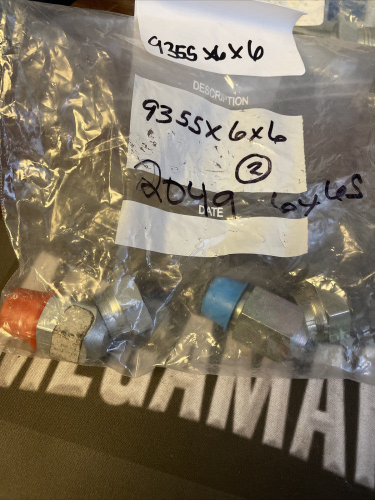 (2) EATON WEATHERHEAD Fitting 9355X6X6 3/8X3/8 45 Degree Pipe