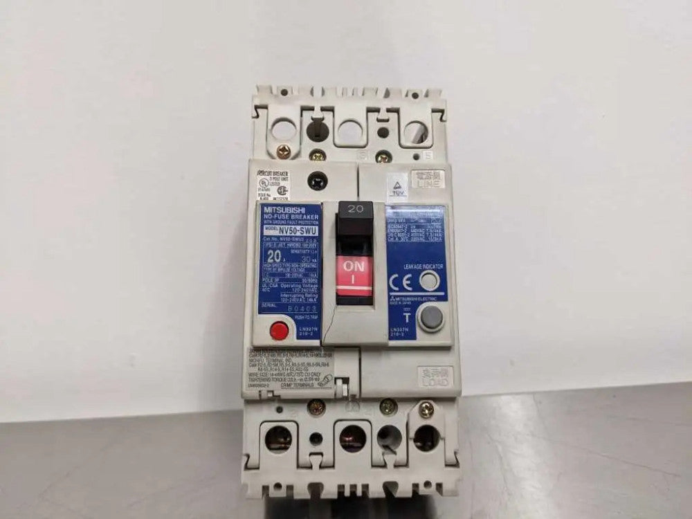 Mitsubishi NV50-SWU Circuit Breaker 20A No-Fuse with Ground Fault Protection