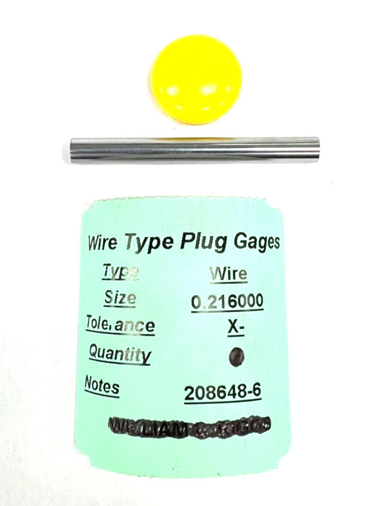 WIRE TYPE PLUG GAGE 0.216000 x 208648-6 OAL 2"