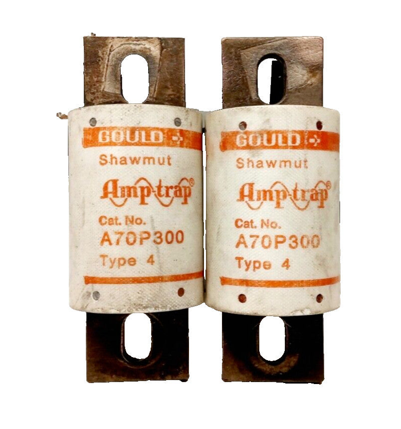 2) Gould Shawmut 300 Amp Fuses 700 Volt Or Less  A70P300  LOT OF 2