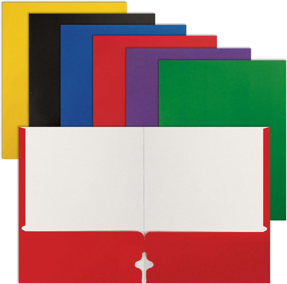 Better Office Products Letter Size Paper 2 Pocket Folders, Assorted 