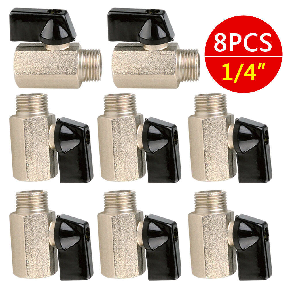 8 Pcs Anti-pressure 1/4" Brass Ball Valve Shut-Off Valve Carpet Cleaning Valve 