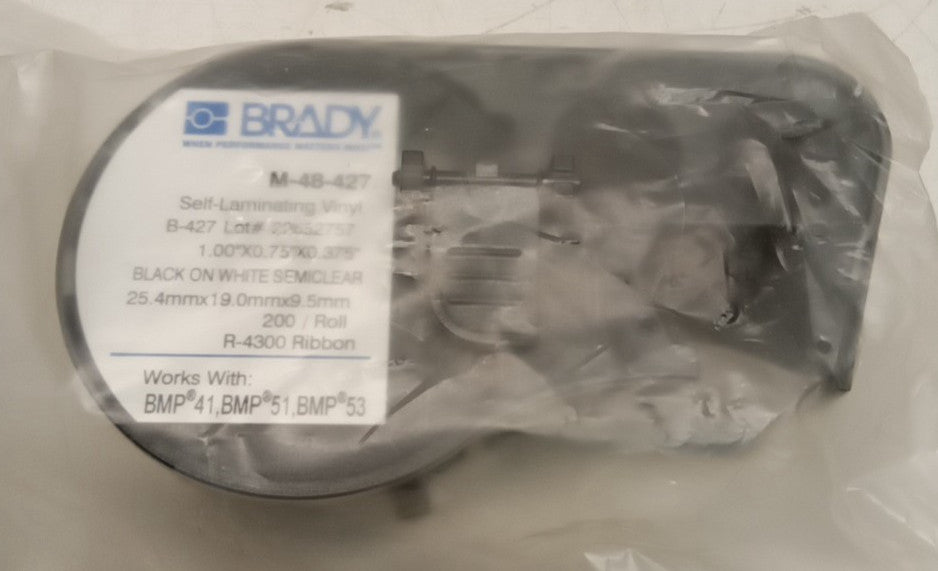 Brady M-428-427 Label Cartridge Self-Laminating Vinyl (Black On White Semiclear)