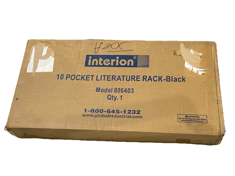 Interion 806403 10 Pocket Literature Rack Black