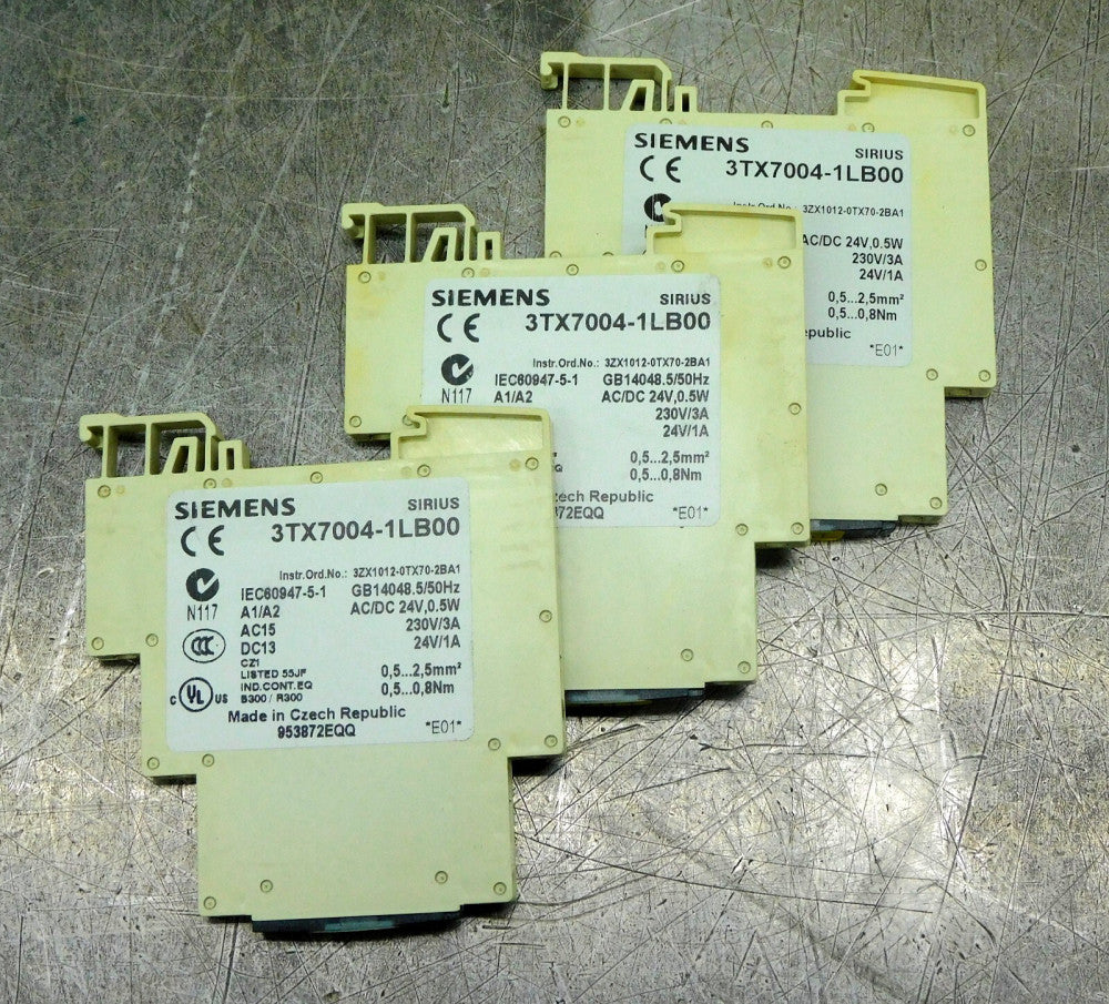 Siemens 3TX7004-1LB00 Relay Coupler 24VAC/DC Screw Terminal Lot of Three (3)