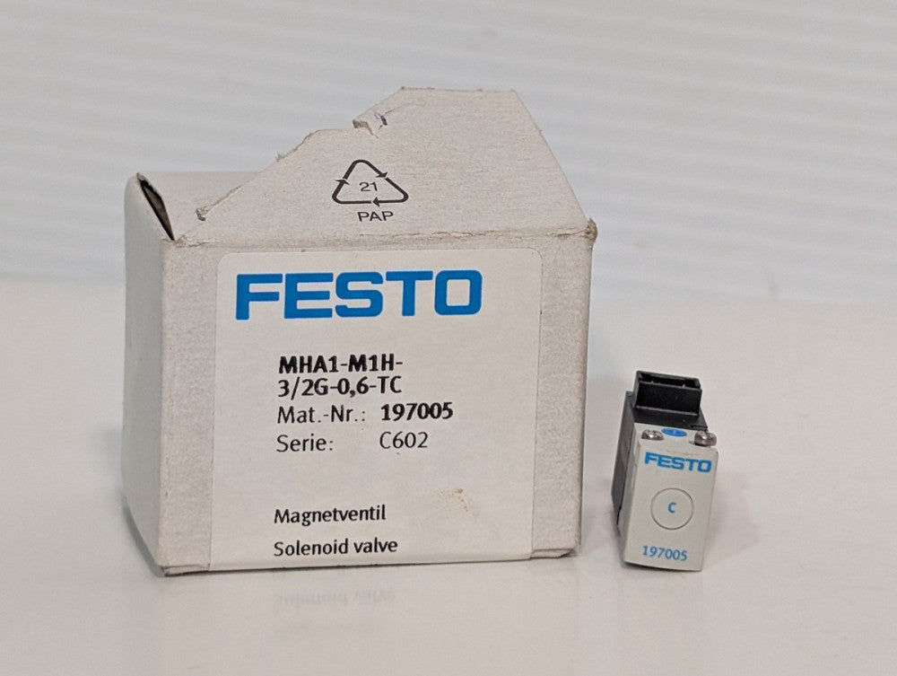 Festo MHA1-M1H-3/2G-0,6-TC 197005 Solenoid Valve 3/2 Way  24VDC 8Bar 120PSI