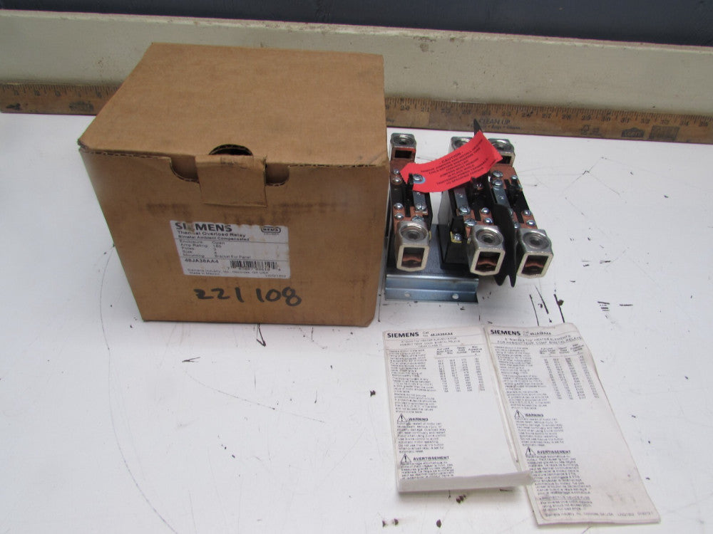 SIEMENS 48JA38AA4 , BI-METAL OVERLOAD RELAY, 3p/ 180 A/ SIZE 4 STARTER, NEW!
