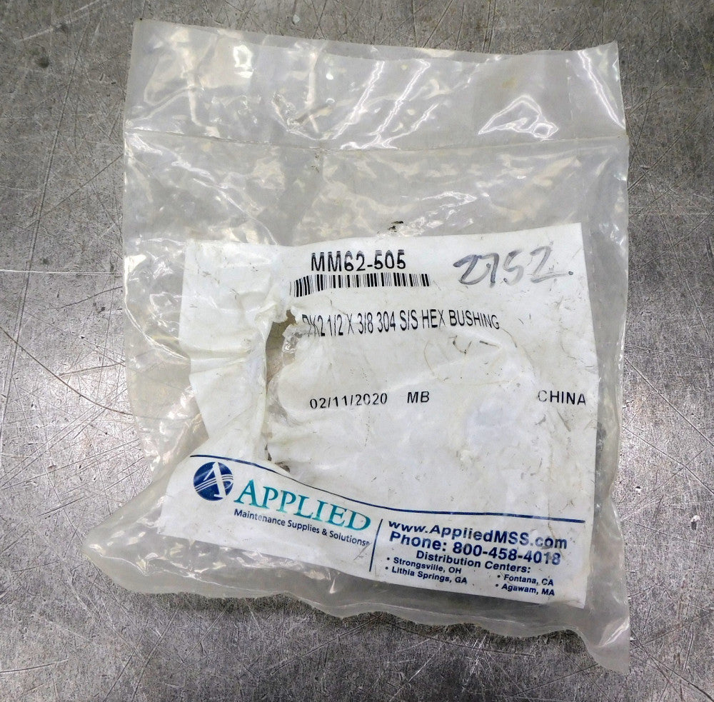 Reducer MM62-505 1/2 x 3/8 304 Stainless Steel SS Hex Bushing Lot of (4)