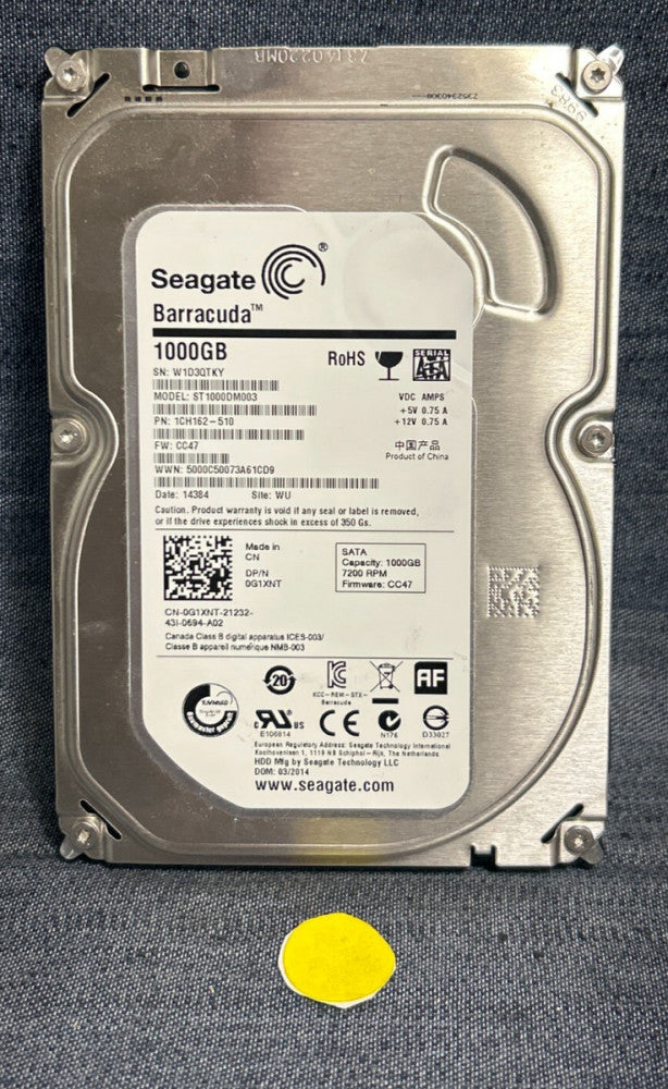 SEAGATE HARD DRIVE 1CH162-510  1000GB   +5V 0.75A  +12V 0.75A