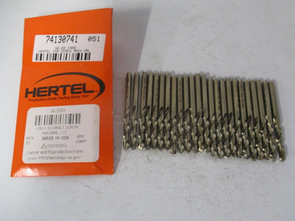 (74130741) #22 1-1/16" x 2-1/8" Spiral Cobalt Screw Machine Drill Bit - Qty 24