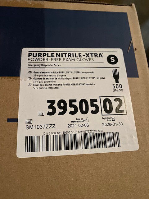 (Case of 500) Halyard 39505 Purple Nitrile-Extra Gloves Small EXP 01/2026
