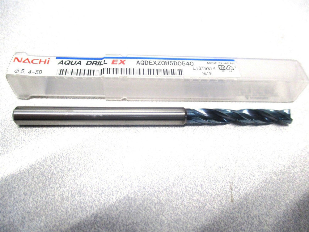 Nachi (0720000) 5.4mm x 94mm OAL 2-Flute Carbide Aqua EX Flat Bottom Drill