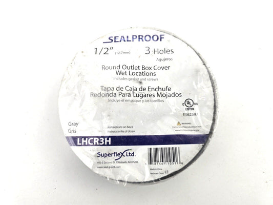 1pc Superflex Sealproof 1/2" 3 Hole Round Outlet Box Cover LHCR3H