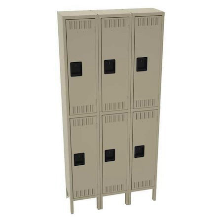Tennsco Dts-121236-3Sd Wardrobe Locker, 36 In W, 12 In D, 78 In H, (2) Tier,