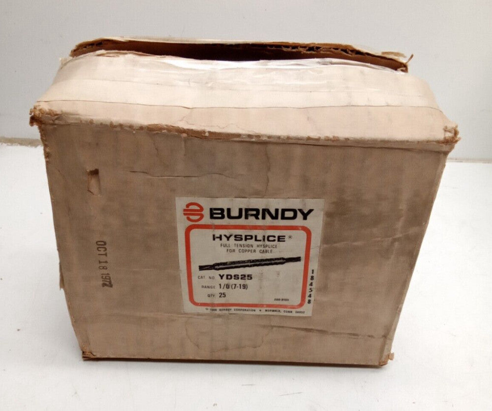 Burndy Hysplice YDS25 Full Tension Hysplice For Copper Cable (Lot Of 25)