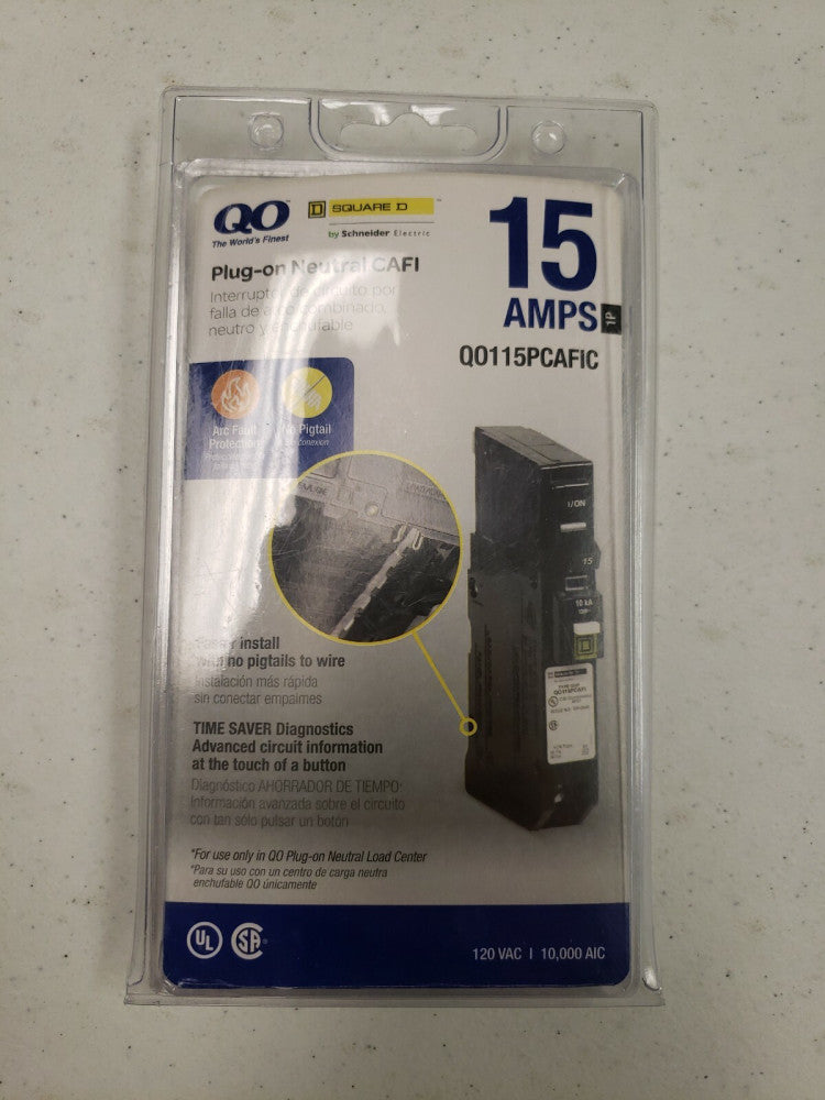 Square D QO115PCAFIC 15 A Single Pole 120V Arc Fault Protection Circuit Breaker