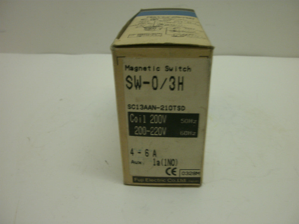 FUJI ELECTRIC SW-0/3H MAGNETIC SWITCH/STARTER  4-6 AMP 1(NO) COIL 200V 50Hz NIB