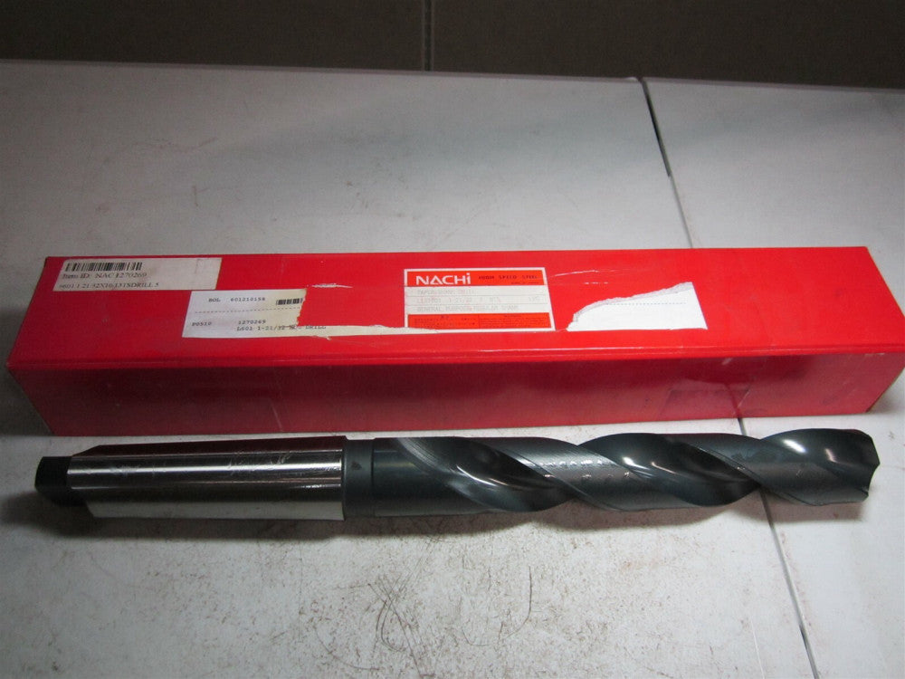 NACHI (1270269) 1-21/32" Size, 5MT 118° High Speed Steel Taper Shank Drill