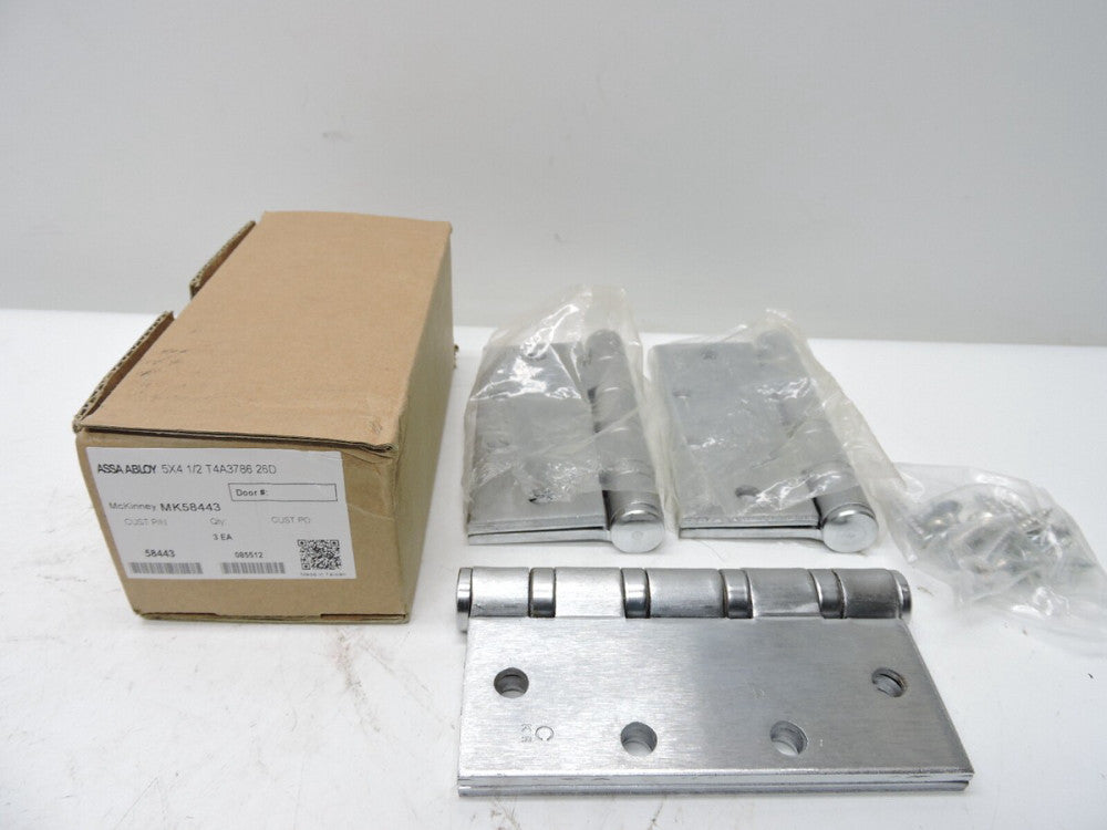 Set of 3 - MCKINNEY Hinges T4A3786 Full Mortise Steel Bearing 5" X 4 1/2" HD 26D