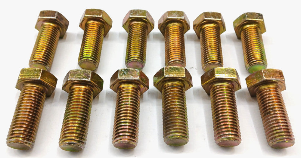 YELLOW ZINC FULLY THREADED STEEL BOLT 7/8-8 X 2-1/2 GRADE 8   LOT OF 12
