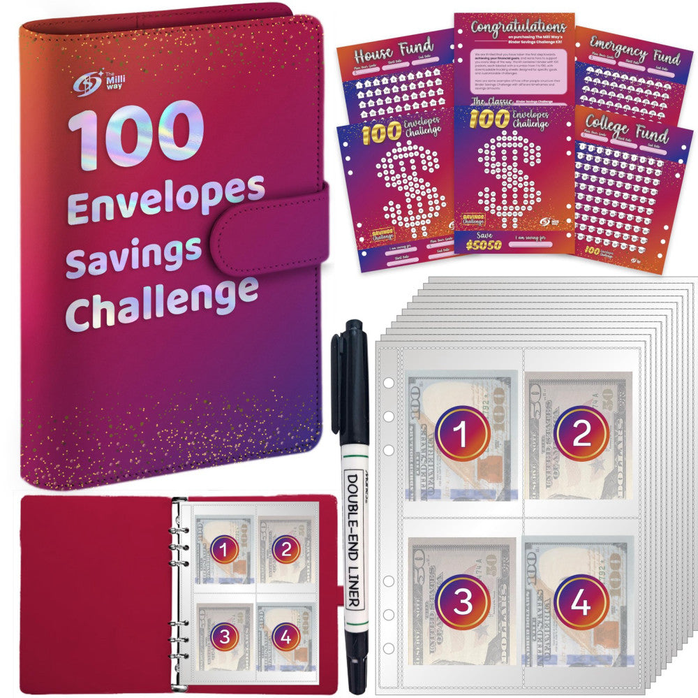 100 Envelopes Money Saving Challenge Binder 100 Envelope Challenge Binder - F...
