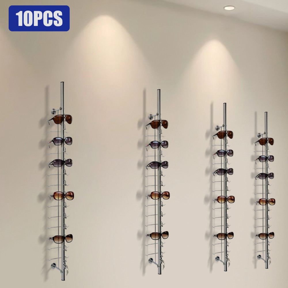 10pcs 14 Frame Eyewear Sunglasses Eyeglasses Display Rod Stand w/Lock Aluminium