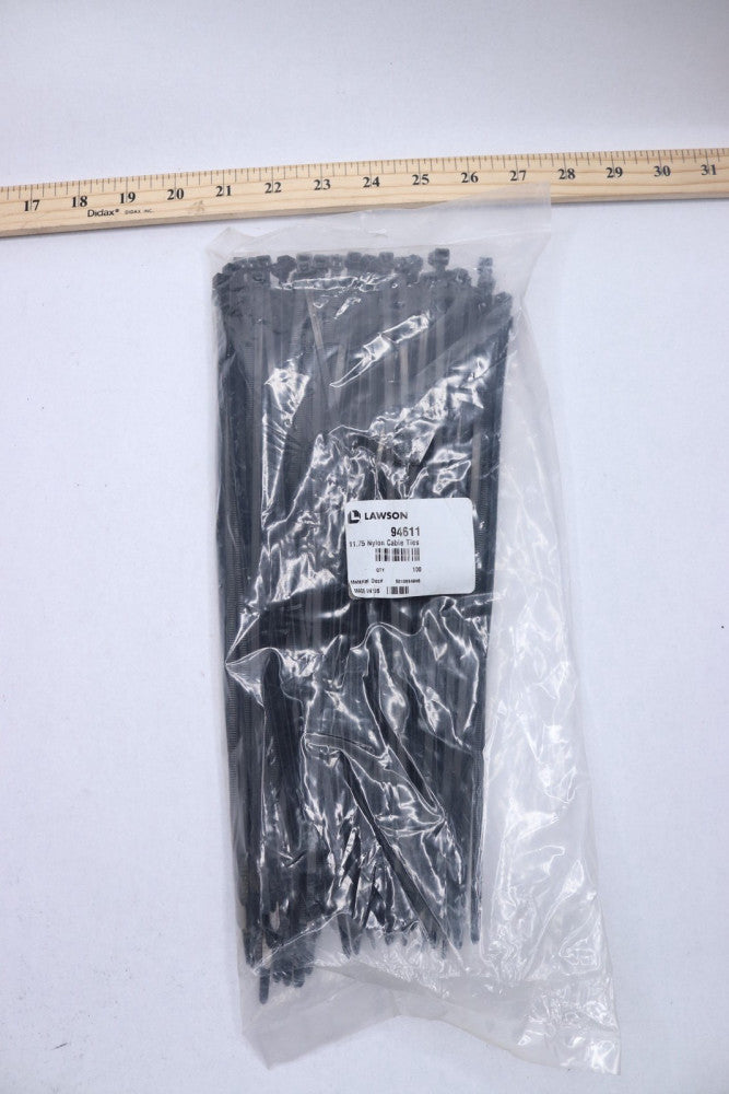 (100-Pk) Lawson Self-Extinguishing Cable Ties 50lbs Minimum Nylon Black 11.75"