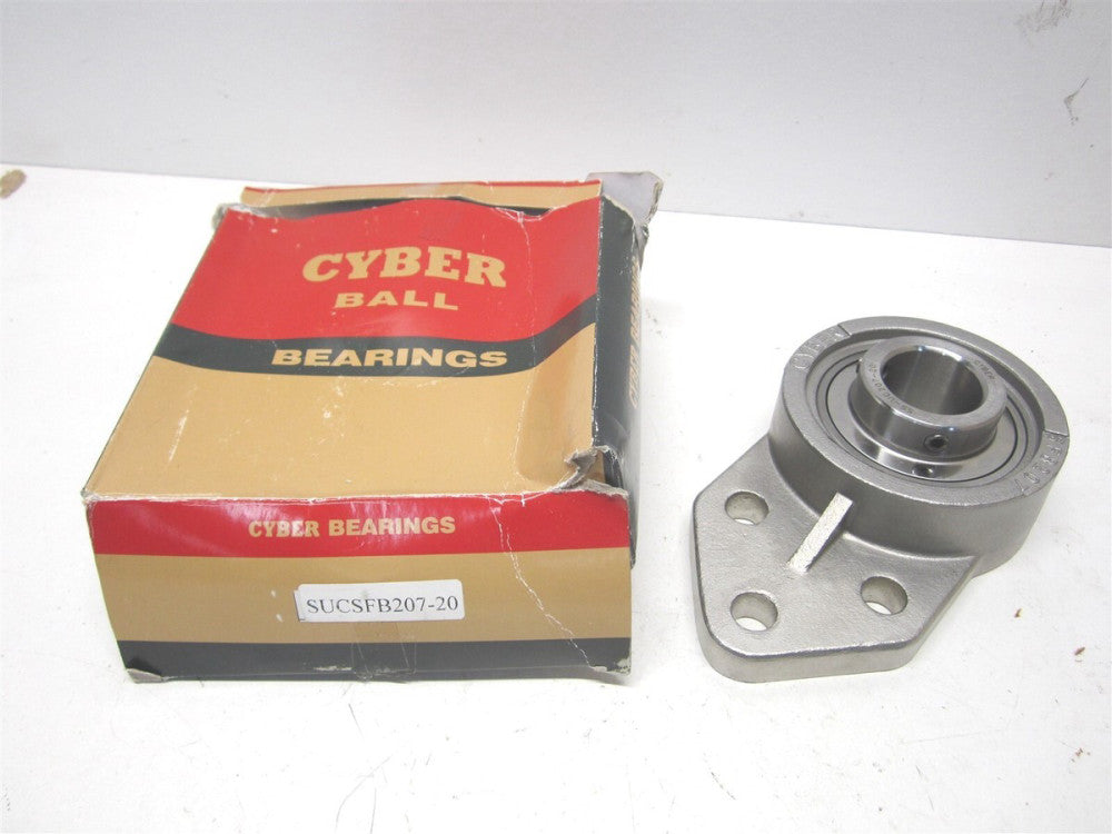Cyber Bearing SUCSDB20720 1.25 Stainless Steel Housing 3Bolt Flange Ball Bearing