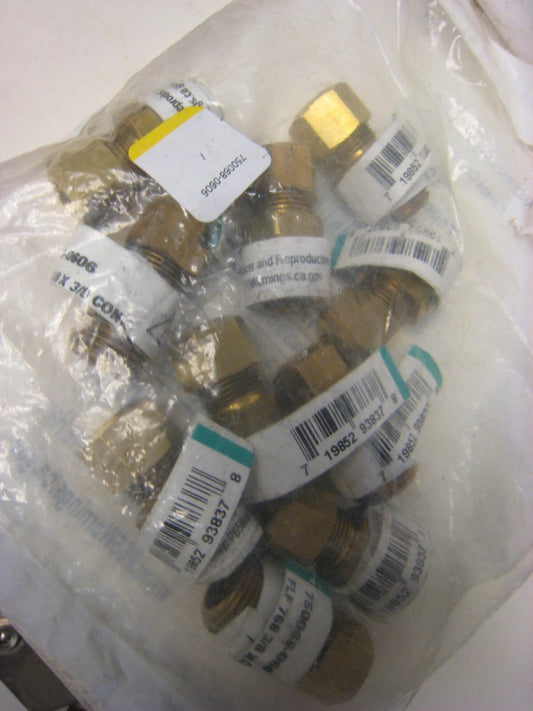 10 Pc bag Anderson Metals 3/8 In. x 3/8 In. Brass Male Union Compression Adapter