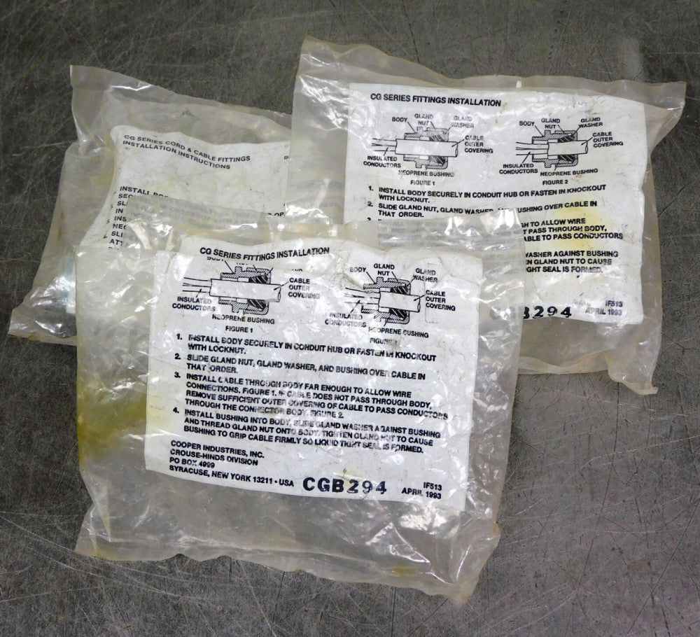 Eaton Crouse Hinds CGB294 Series CGB Cable Gland 3/4" NPT Lot of Three (3)