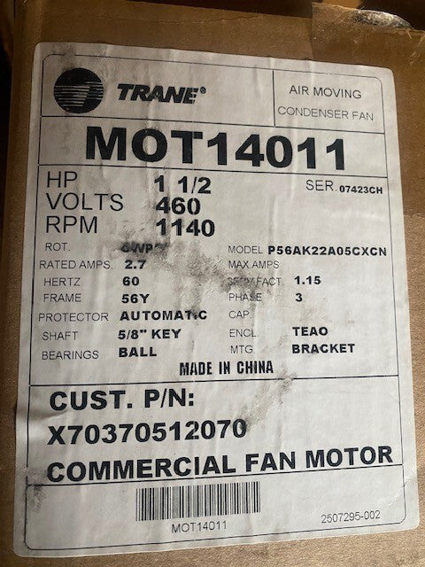 Trane MOT14011 1.5HP 1140RPM 460v Motor (NEW)
