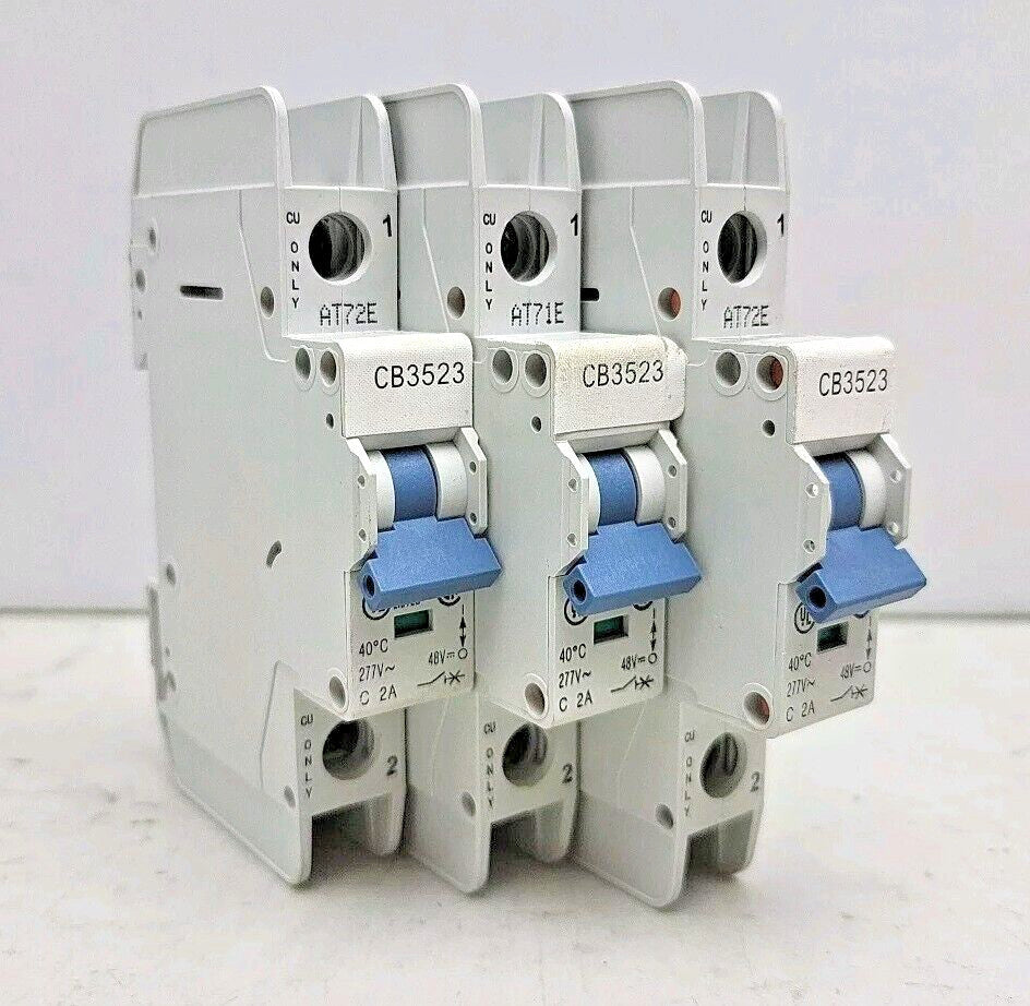 3 Pack Allen Bradley 1489-A1C020 Ser A Circuit Breaker 1-Pole 2A 277Vac / 48Vdc