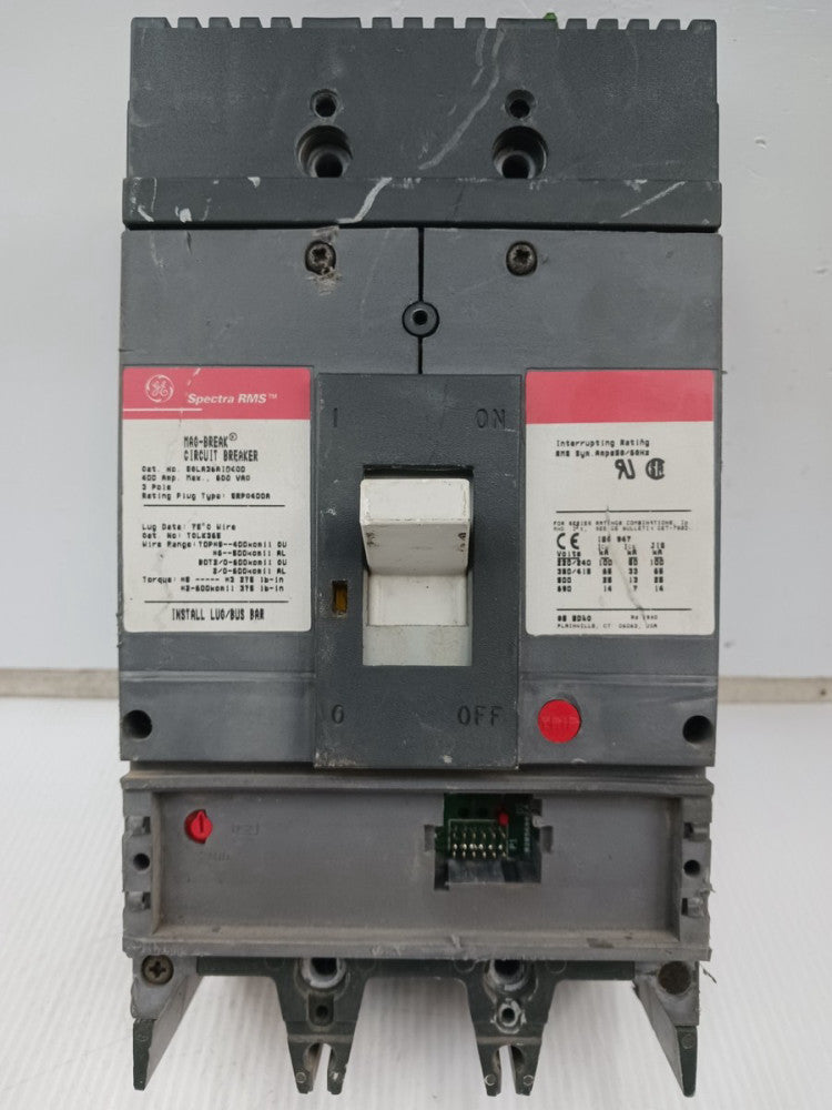 GE 400 Amp Mag-Break Circuit Breaker 3P 600V SGLA36AI0400 W/O Trip Plug