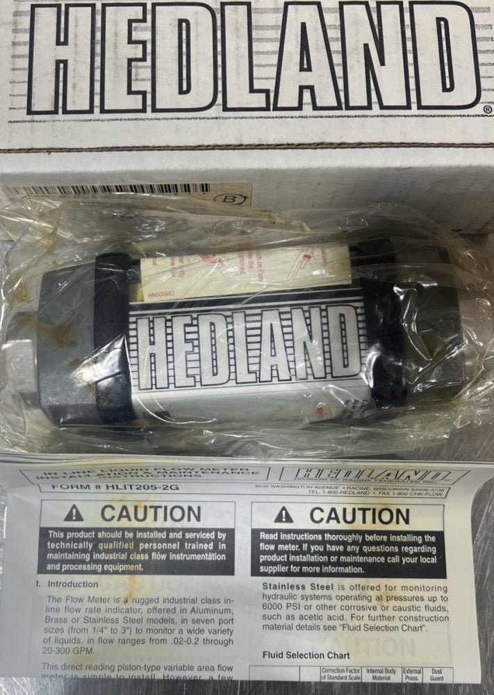 Hedland H600a-002-RF Flowmeter Nos Surplus