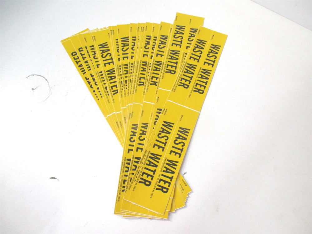 Brady (7302-4) 1-1/8" x 7" Waste Water Adhesive Pipe Marker 4ct. - Lot of 25