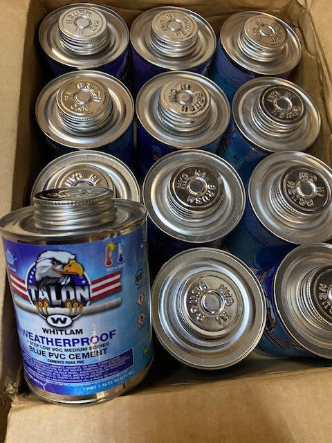 (Case of 12) WHITLAM WET16 Wet/Dry PVC Cement Blue Low VOC Medium Body