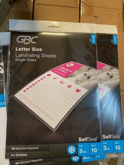 (100 Pack) 10 - 10 Packs GBC Self Seal Single-Sided Letter-Size Laminating Sheet