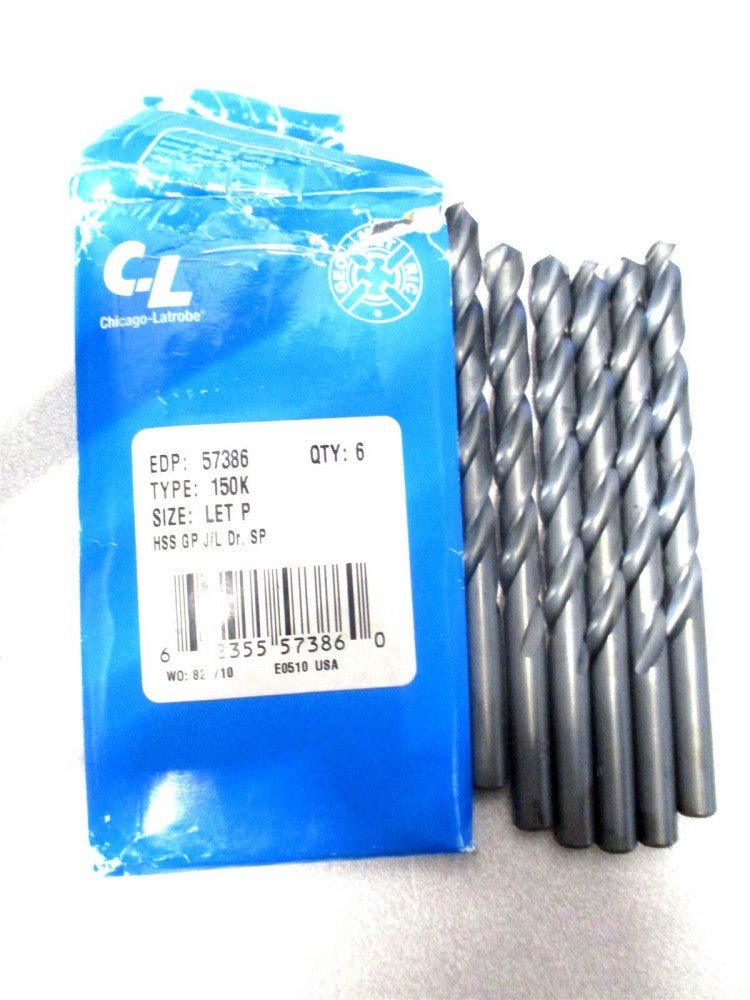 Chicago-Latrobe (57386) P .232 x 4-5/8 OAL 2-Flute RH HSS Jobber Drill - 6 PC