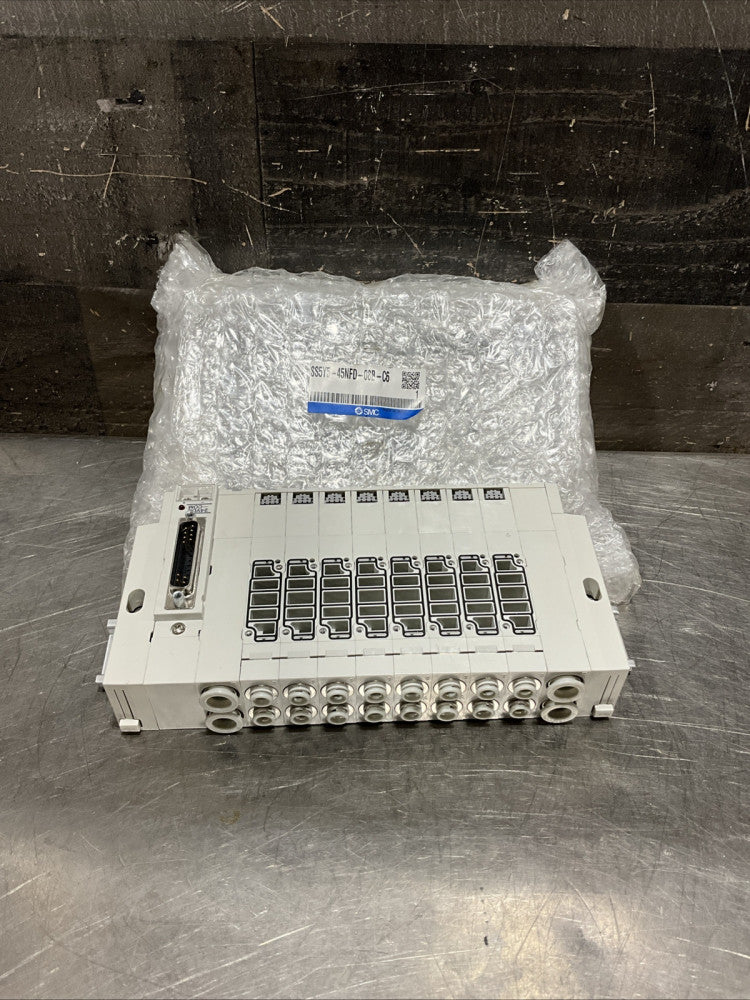SMC SS5Y5-45NFD-08B-C6 mfld, base mt, din rail mt, SS5Y5 MANIFOLD SY5000 NOS