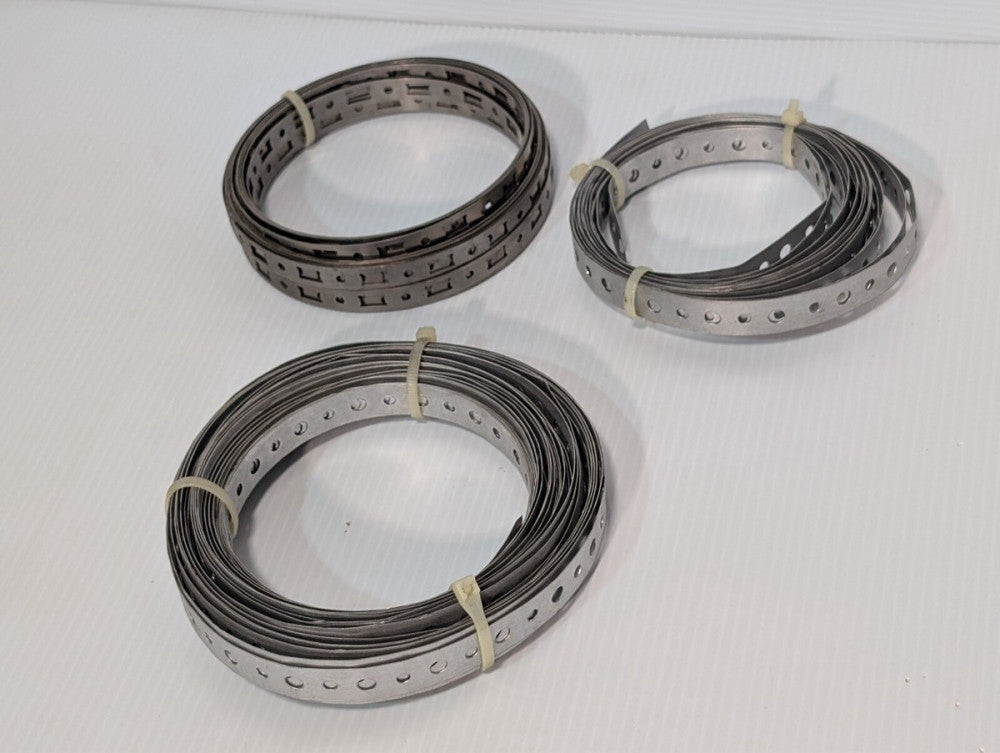 Lot of 3 Unbranded Galvanized Perforated Metal Hanger Strap Plumbers Tape