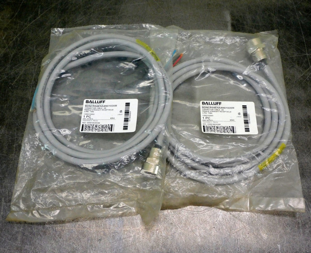 Balluff BDNCRO4ENAAN01020M 5-Pole Mini-Change Receptacle 2m Lot of Two (2)