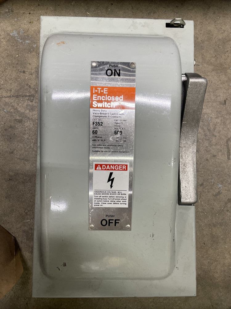 NEW!! ITE F-352 F352 60A 600V 3PH FUSIBLE DISCONNECT SWITCH 