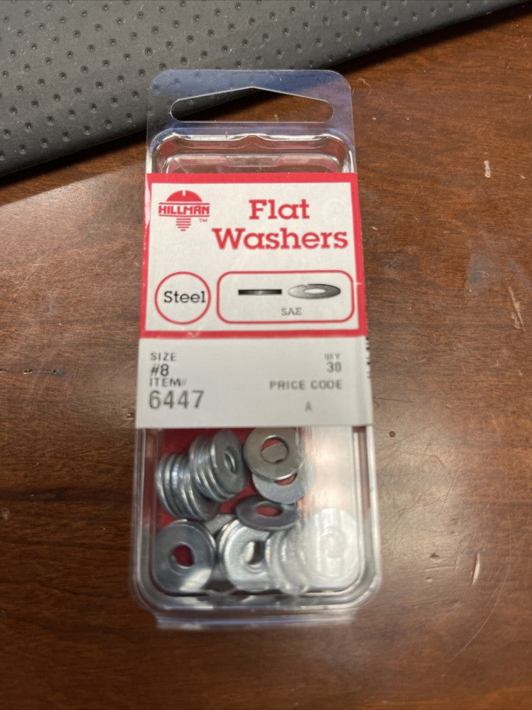 Hillman 6447 Zinc Plated Steel SAE Flat Washer #8 (Pack of 30) **FREE SHIPPING**