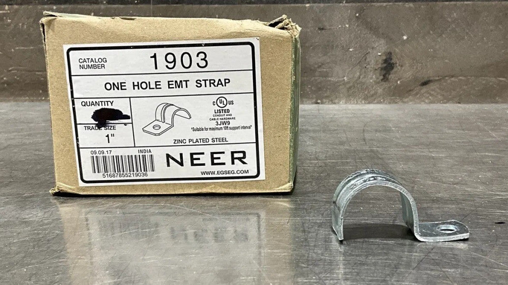 (LOT OF 18) NEER 1903 ONE HOLE EMT STRAP 1" ZINC PLATED STEEL Nos Surplus