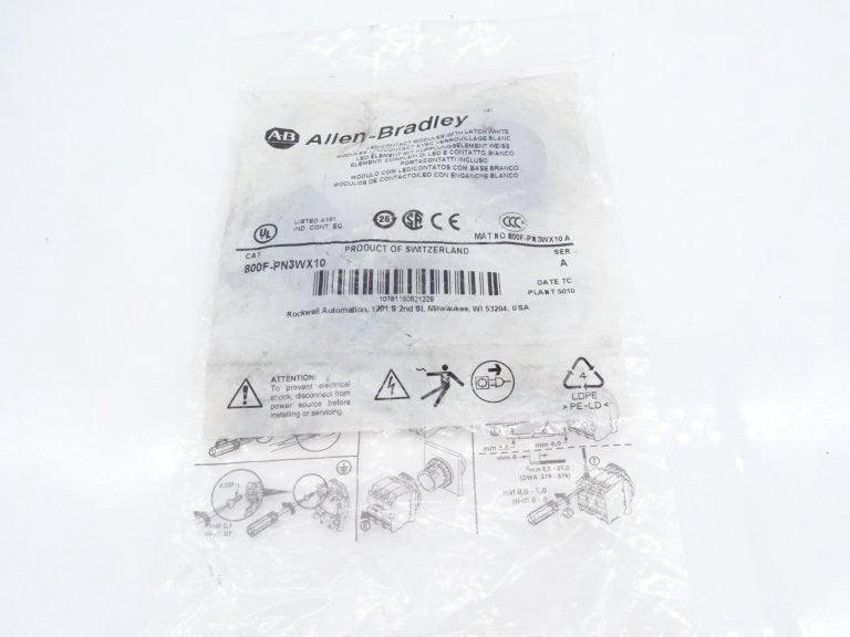 ALLEN BRADLEY 800F-PN3WX10 SERIES A CONTACT BLOCK NEW